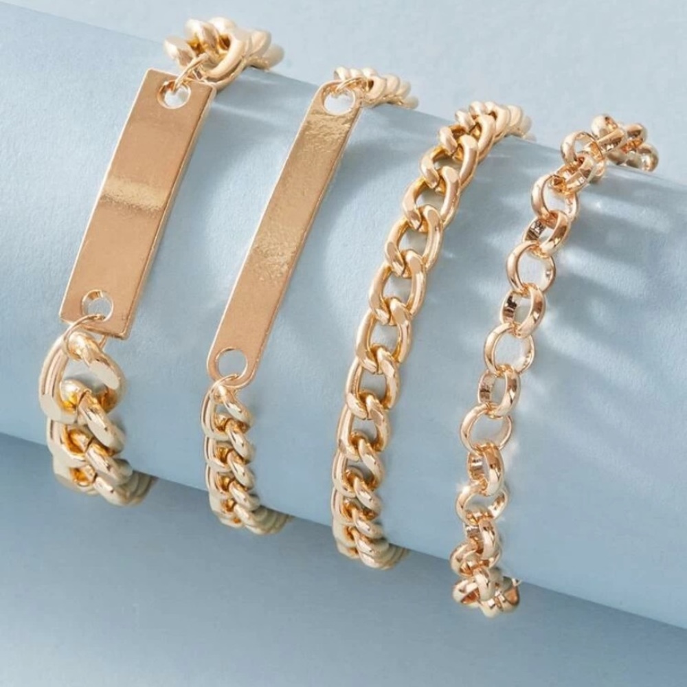 3/$30 Gold 4pc Chain Bracelet - Picture 2 of 4